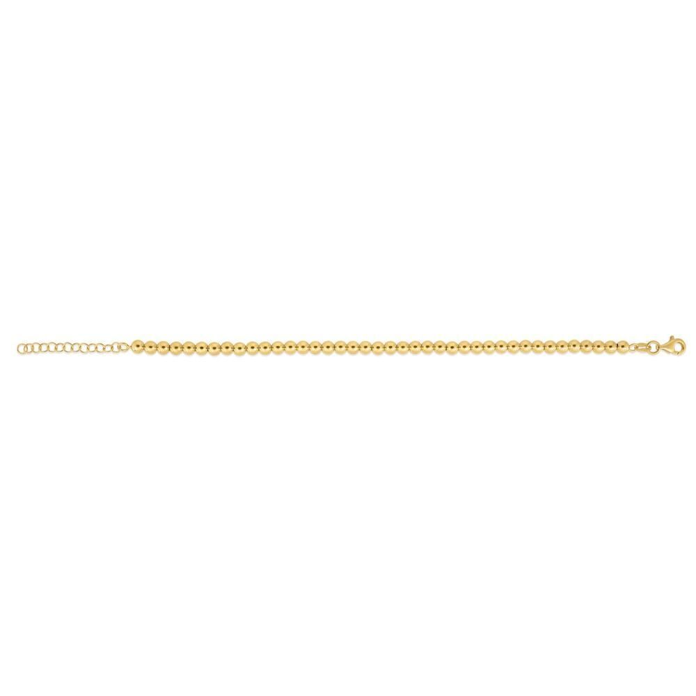 14K Gold 4mm Bead Chain Bracelet with Adjustable Length and Polished Finish